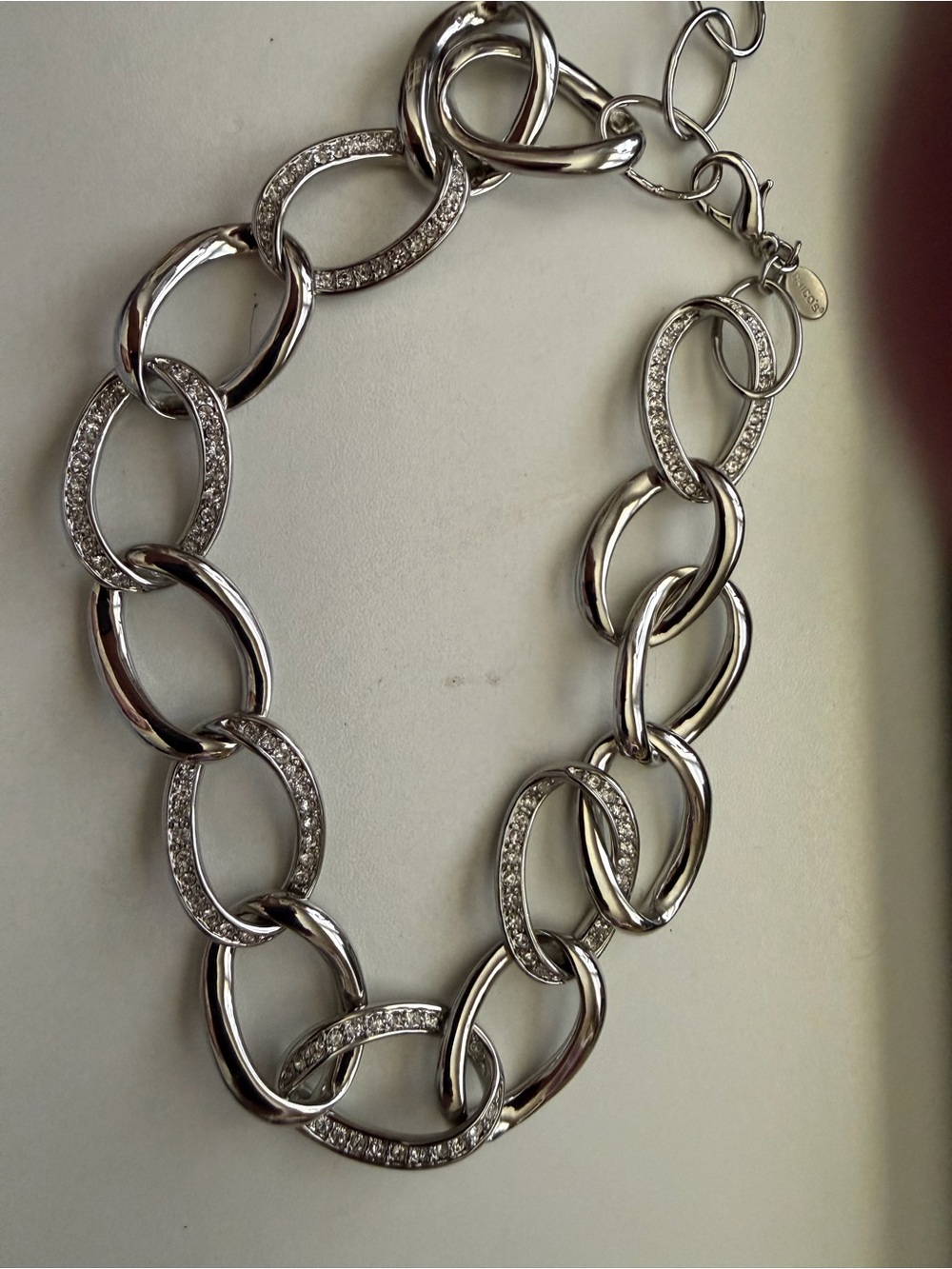 Chico's Silver-Tone Pavé Link Necklace